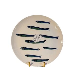 Set of 4 Ceramicheitalia 11" Dinner Plates, Fish Design New